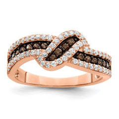 Sterling Silver Rose-tone Black Rhodium-plated CZ Fancy Ring - 4