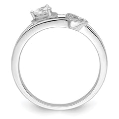 Sterling Silver Rhodium plated CZ Hearts Ring - 2