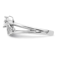 Sterling Silver Rhodium plated CZ Hearts Ring - 3