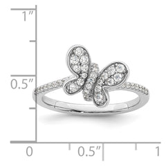 Sterling Silver Rhodium-plated CZ Butterfly Ring - 6