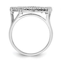 Sterling Silver Rhodium-plated Polished CZ Paw Print Ring - 3