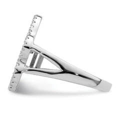 Sterling Silver Rhodium-plated Polished CZ Paw Print Ring - 3