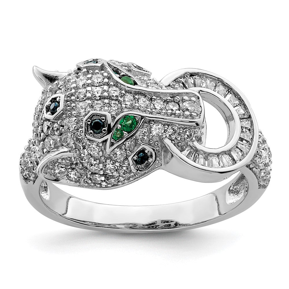 Sterling Silver Rhodium-plated Polished CZ Cheetah Ring - 2