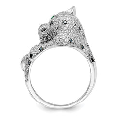 Sterling Silver Rhodium-plated Polished CZ Cheetah Ring - 5
