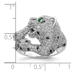 Sterling Silver Rhodium-plated Polished CZ Cheetah Ring - 5