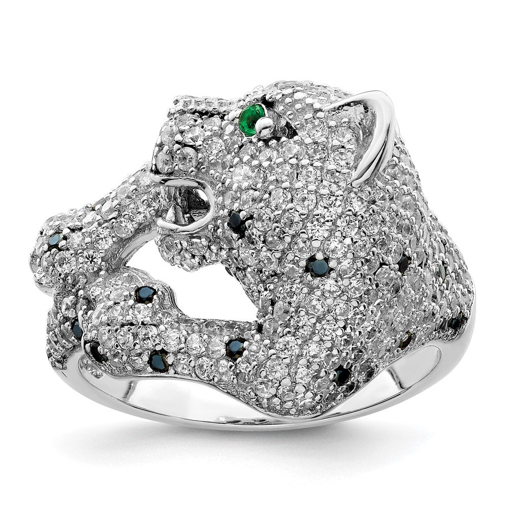 Sterling Silver Rhodium-plated Polished CZ Cheetah Ring - 4