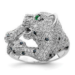 Sterling Silver Rhodium-plated Polished CZ Cheetah Ring - 4