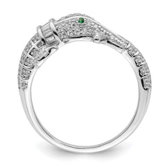 Sterling Silver Rhodium-plated Polished CZ Alligator Ring - 2