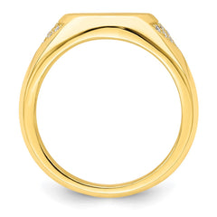 Sterling Silver CZ Gold-tone Signet Ring - 3