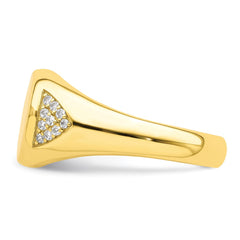 Sterling Silver CZ Gold-tone Signet Ring - 3