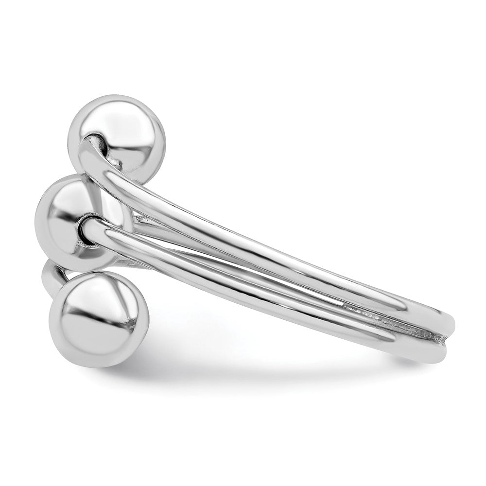 Sterling Silver Rhodium-plated Polished 3 Ball Ring - 3