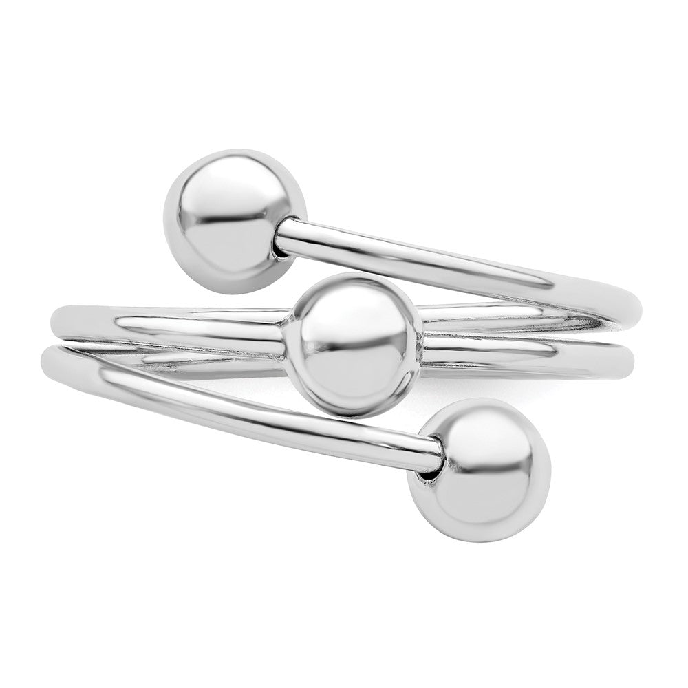 Sterling Silver Rhodium-plated Polished 3 Ball Ring - 2