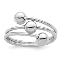 Sterling Silver Rhodium-plated Polished 3 Ball Ring - 3