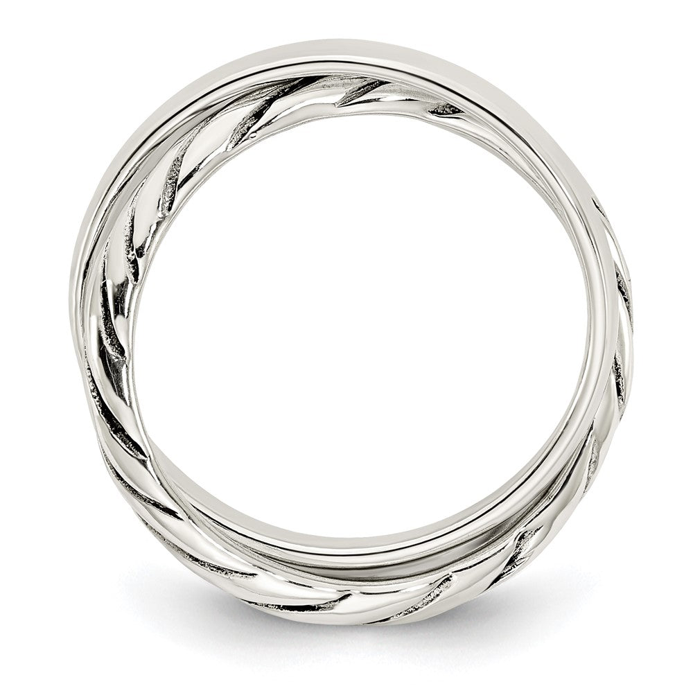 Sterling Silver Polished & Twisted Intertwined Rings - 3