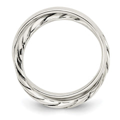 Sterling Silver Polished & Twisted Intertwined Rings - 3