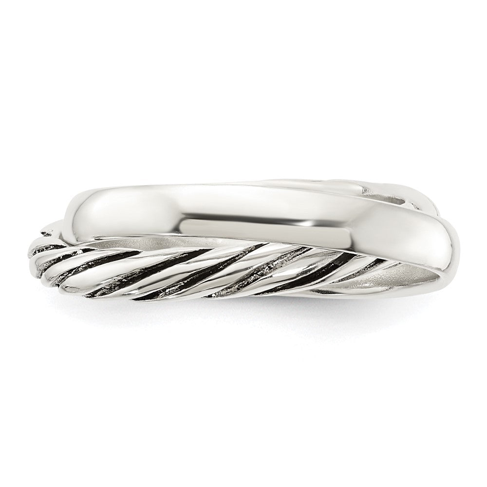 Sterling Silver Polished & Twisted Intertwined Rings - 3