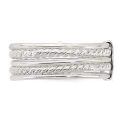 Sterling Silver Polished & Twisted Multiple Attached Rings - 2