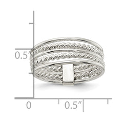 Sterling Silver Polished & Twisted Multiple Attached Rings - 2