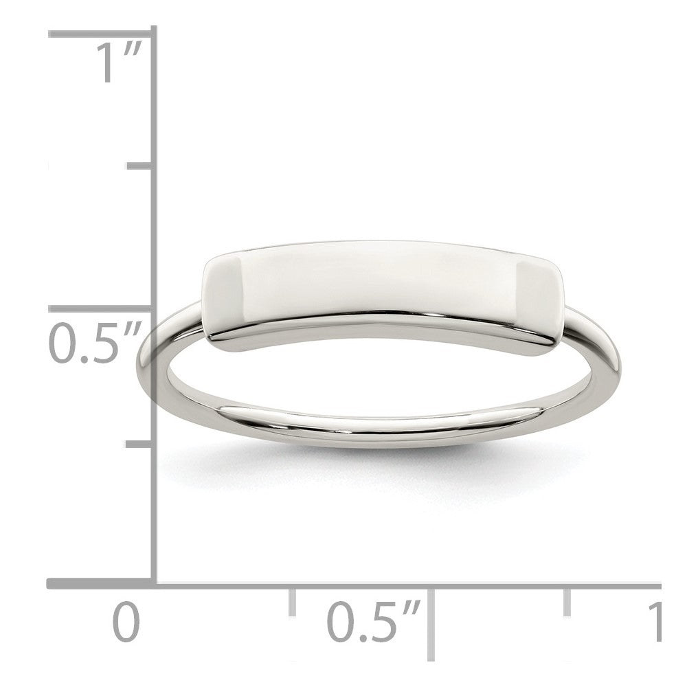 Sterling Silver Polished Engraveable Top Ring - 3
