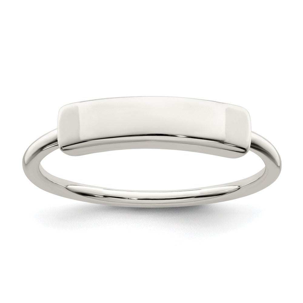 Sterling Silver Polished Engraveable Top Ring - 3