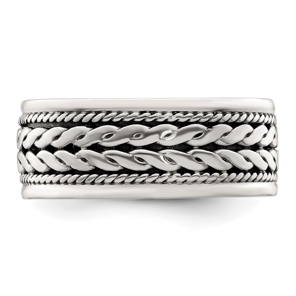 Sterling Silver Antiqued Rope Design Ring - 3
