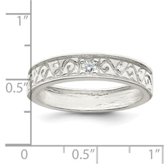 Sterling Silver Polished CZ Fancy Design Ring - 3