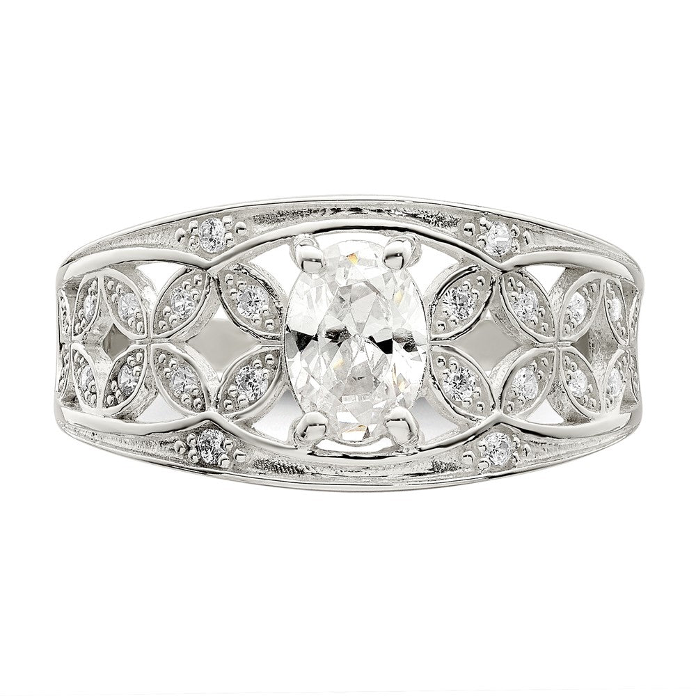 Sterling Silver CZ Flower Ring - 3