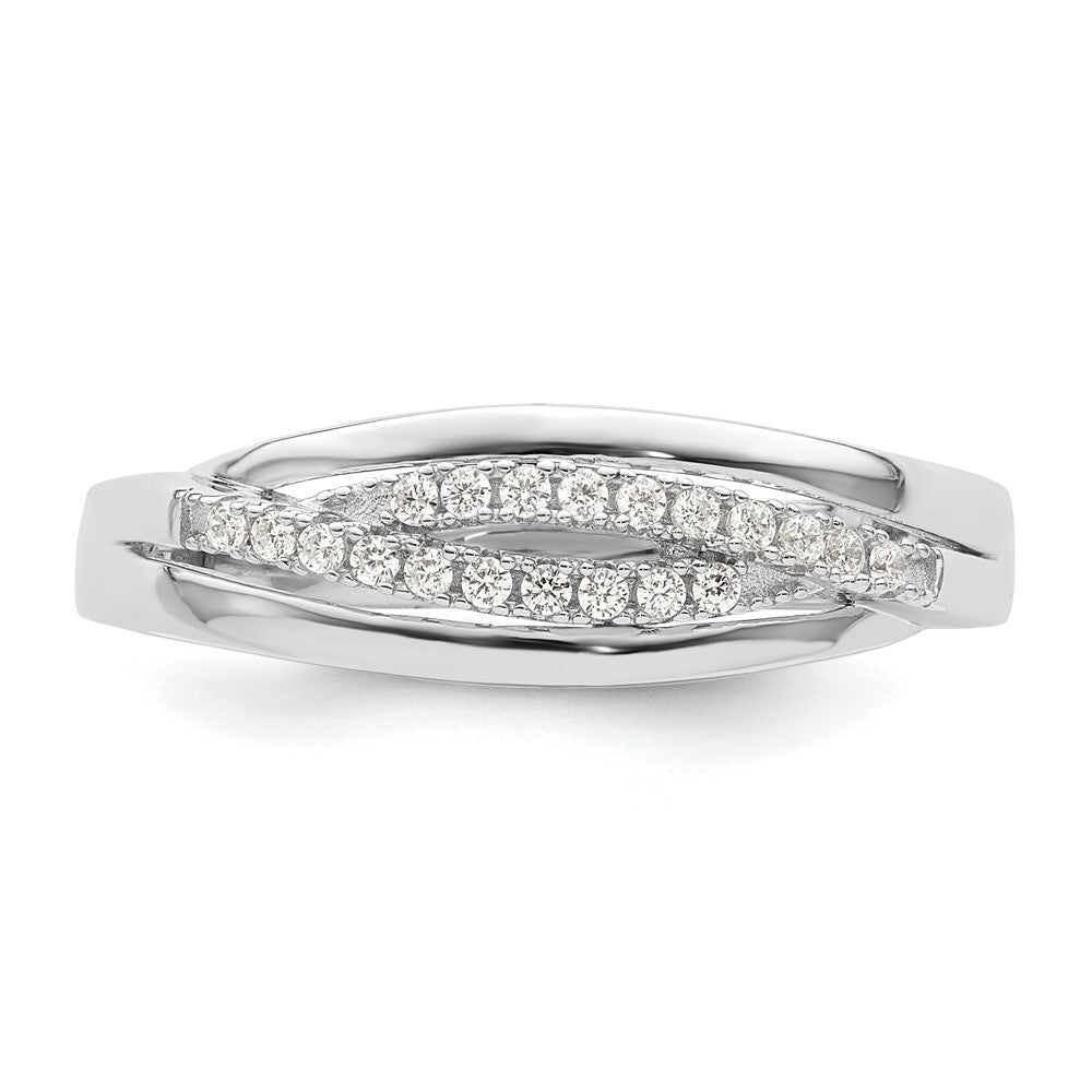 Sterling Silver Rhodium plated CZ Twisted Band - 2