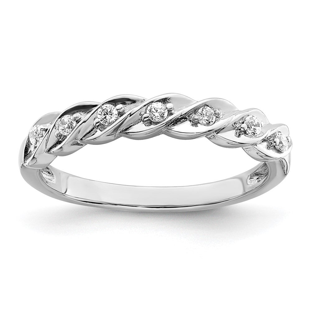 Sterling Silver RH Polished CZ Twisted Ring - 2