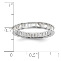 Sterling Silver Polished Rhodium-plated Channel Set CZ Band - 2