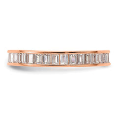 Sterling Silver Polished Rose-tone Channel Set CZ Band - 2
