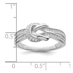 Sterling Silver Polished Rhodium-plated CZ Knot Ring - 3