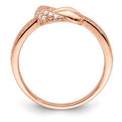 Sterling Silver Polished Rose-tone CZ Knot Ring - 3