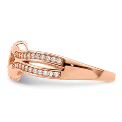 Sterling Silver Polished Rose-tone CZ Knot Ring - 3