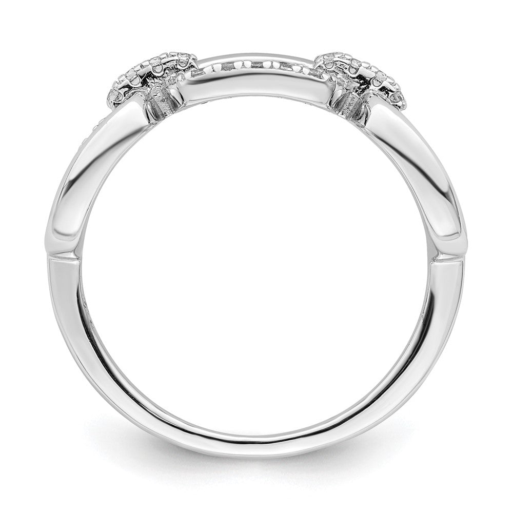 Sterling Silver Rhodium-plated Polished CZ 3 Square Ring - 3