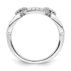 Sterling Silver Rhodium-plated Polished CZ 3 Square Ring - 3