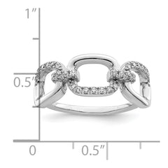 Sterling Silver Rhodium-plated Polished CZ 3 Square Ring - 3