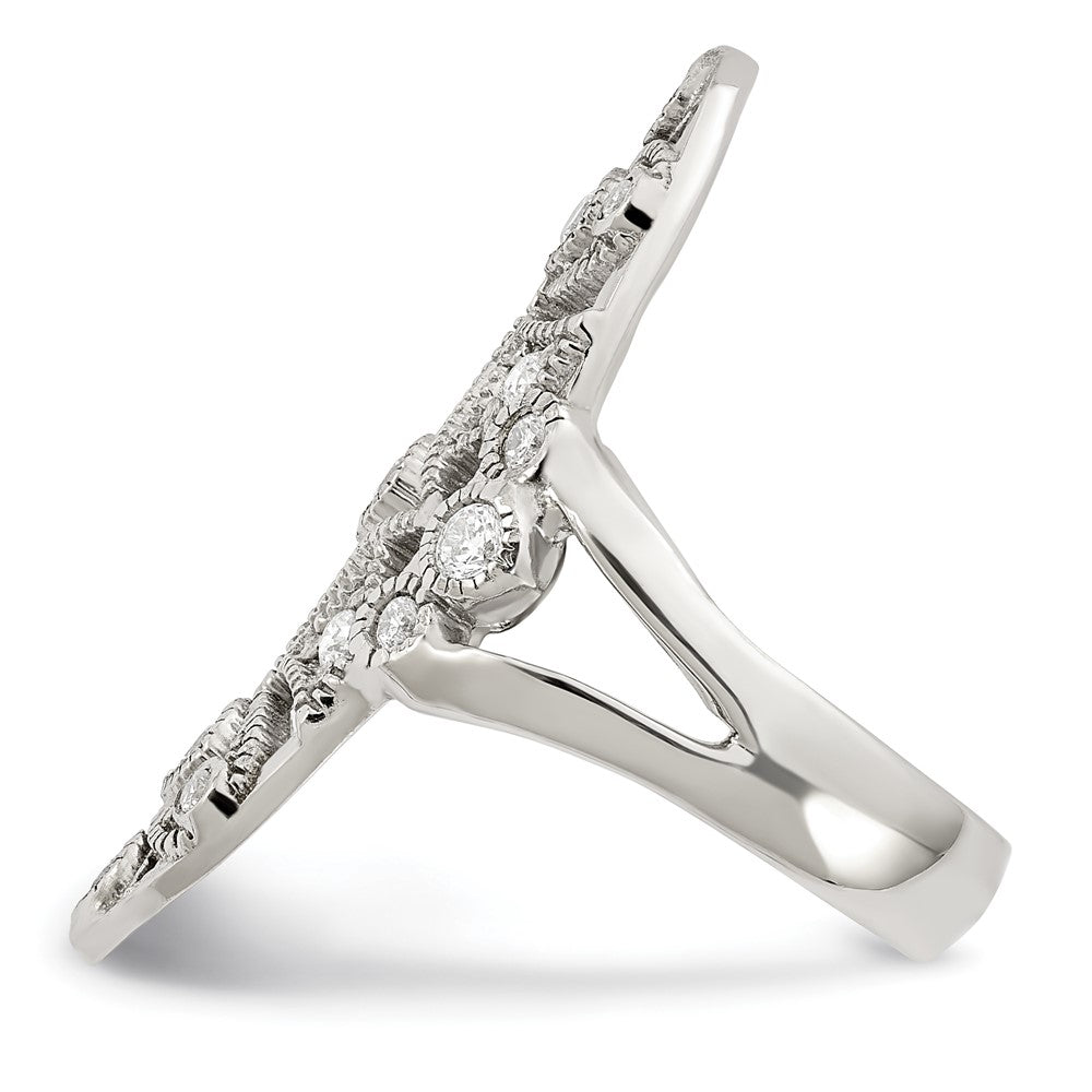 Sterling Silver Polished Fancy CZ Ring - 2