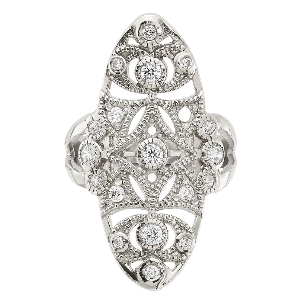 Sterling Silver Polished Fancy CZ Ring - 2