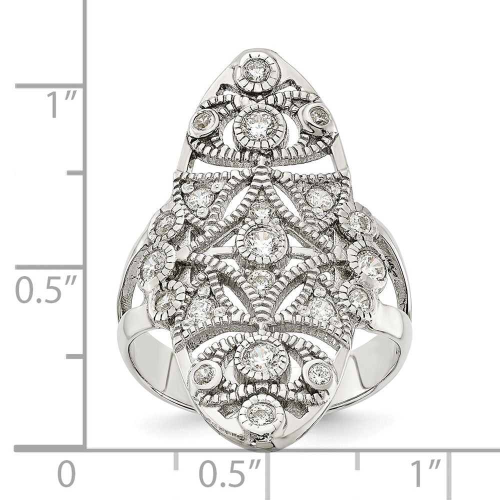 Sterling Silver Polished Fancy CZ Ring - 2