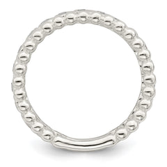 Sterling Silver Polished CZ Beaded Double Fancy Ring - 3