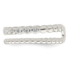 Sterling Silver Polished CZ Beaded Double Fancy Ring - 3