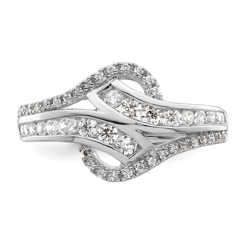 Sterling Silver Rhodium-plated Twist CZ Ring - 2