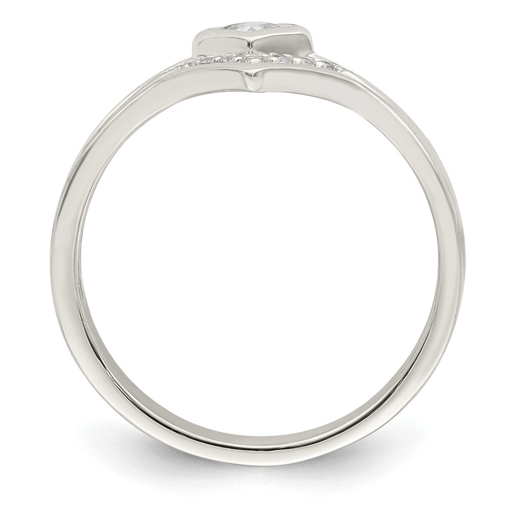 Sterling Silver Polished Square CZ 3 Ring Set - 3