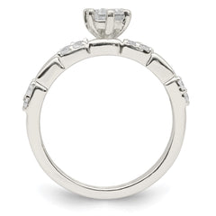 Sterling Silver Polished CZ Wedding Ring Set - 3