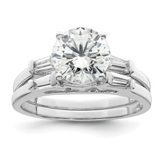 Sterling Silver Rhodium-plated CZ Two Piece Wedding Set Rings - 3