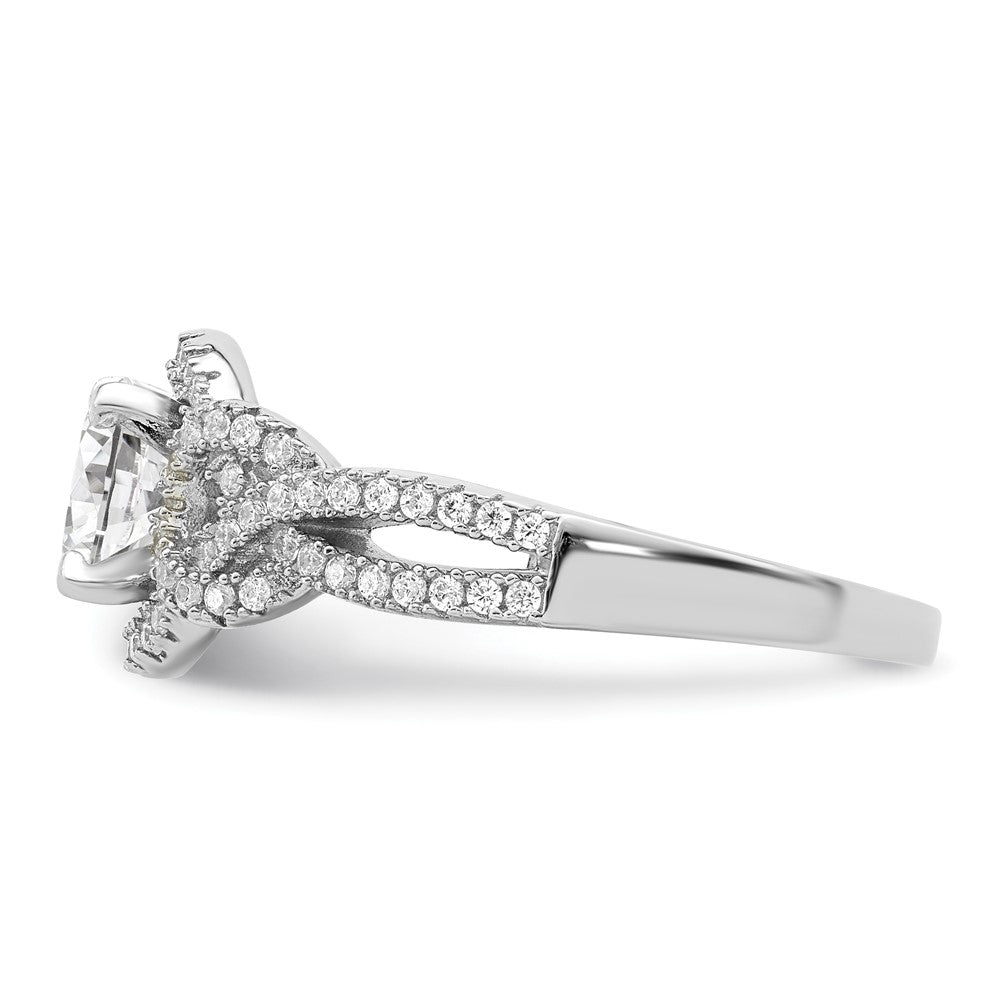 Sterling Silver Rhodium plated 2 piece CZ Bridal Ring Set - 2