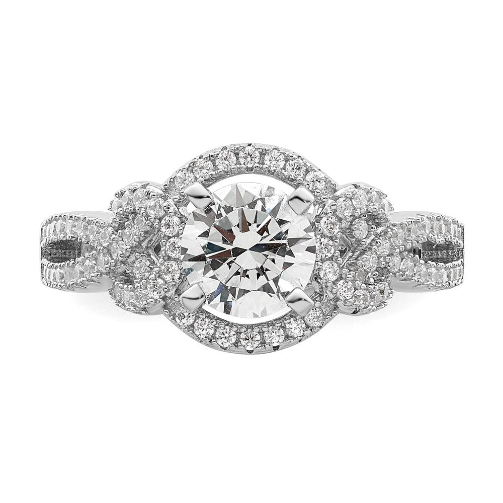 Sterling Silver Rhodium plated 2 piece CZ Bridal Ring Set - 3