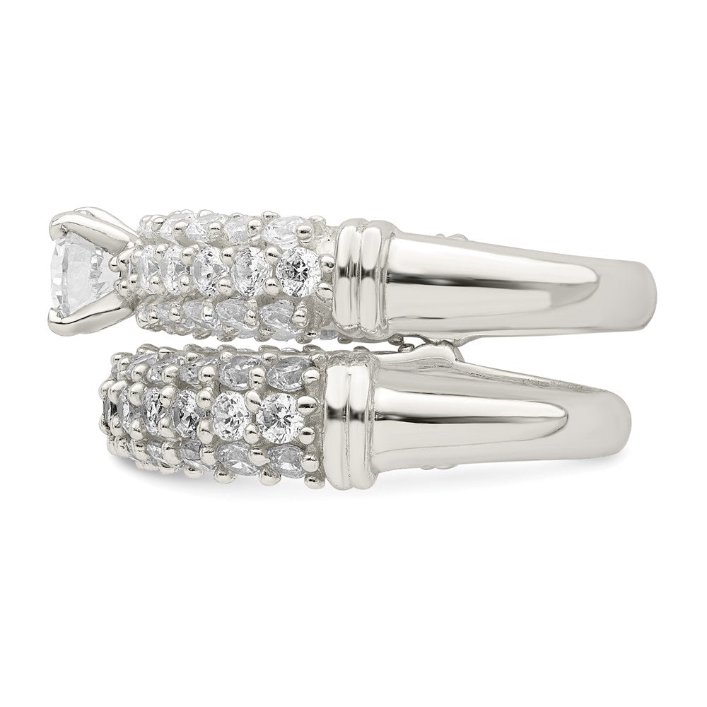 Sterling Silver Polished Pave CZ Wedding Ring Set - 3
