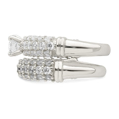 Sterling Silver Polished Pave CZ Wedding Ring Set - 3